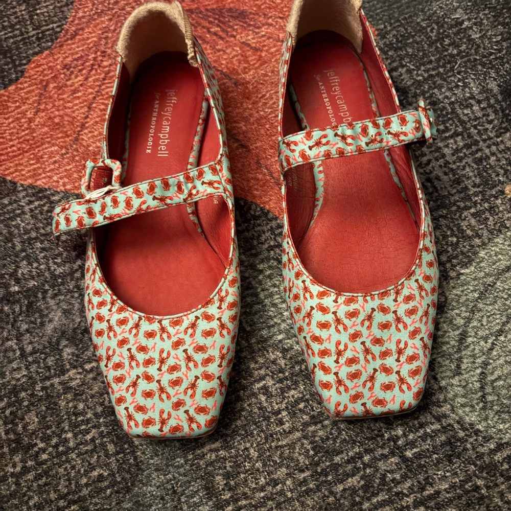 Jeffrey Campbell Floral Mary Jane Flats in Red and Mint